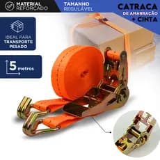 Cinta Catraca De Amarração 5 Metros Carga Até 800kg - Mazzal