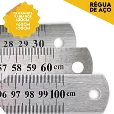 Régua De Metal - Aço Inox - Patchwork - 30 Cm/ 60 Cm/ 1 Metro - Mazzal