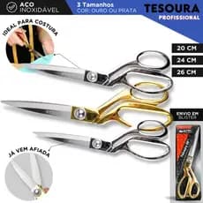 Tesoura Dourada de Uso Profissional para Costureira - Tapeceiro Forjada Alfaiate - Mazzal