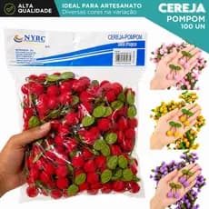 Cereja Pompom Aplique Artesanato 100 Unidades Cores Variadas DIY Scrapbook Laços Enfeites-