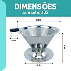 Filtro Coador de Café Inox 102 Reutilizável | Dispensa Papel | Café Mais Forte e Sustentável | Mz