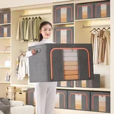 Caixa Multiuso Organizadora de Guarda Roupa Com Zíper Rígida Dobrável Flexível