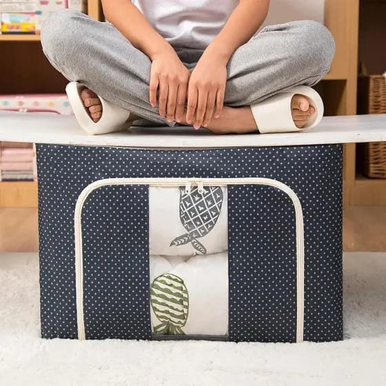 Caixa Organizadora de Guarda Roupa Organizador Multiuso Com Zíper Rígida 60L