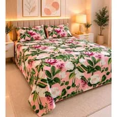 Jogo de Lençol Cama Queen Estampado 3pç S/Elástico Micropercal 500 Fios Toque Macio de Algodão