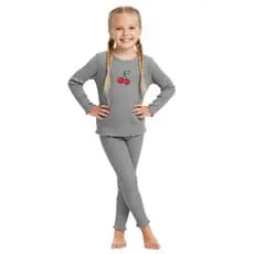 Conjunto Infantil Menina Canelado com Frufru Estampado – Blusa + Calça Confortável | Tamanhos 2 ao 8