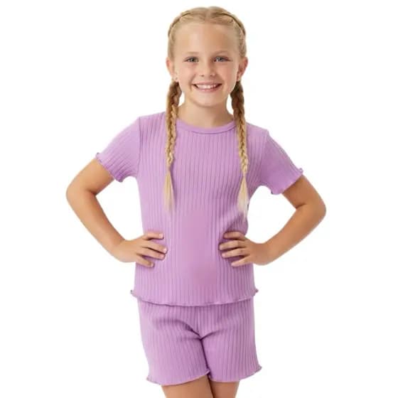 Conjunto Infantil Feminino Menina Canelado Verão Blusa e Shorts Leve, Confortável e Estiloso