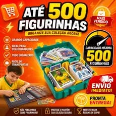 Porta Figurinha Copa do Mundo  Até 500 Figurinhas Caixa Organizadora Porta Figurinhas Copa 2026 Maleta Colecionador Top
