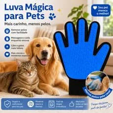 Luva Escova  Nano Magnética Tira Pelos para Cães e Gatos