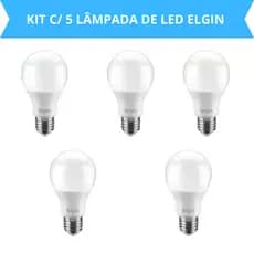 Kit 5 Lâmpadas Led Bulbo 9w E27 6500k Branco Frio ELGIN
