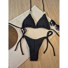 Biquini Feminino Fio duplo Caribe Top Cortininha Missangas Verão Bronze Perfeito 2026