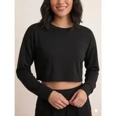 Blusa Cropped Feminina Malha Crepe Tendencia Outono - Inverno Blusinha Blogueira 2026 Blusa De Frio