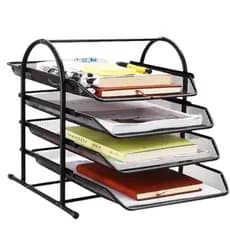 Organizador De Mesa Bandeja Porta Documentos Papel Escritório 2/3 Prateleiras Home Office Papelaria