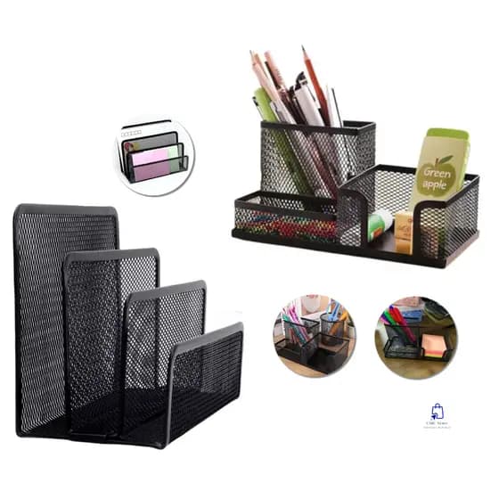 Kit 2 Organizadores de Mesa Porta Caneta Lápis Papel Cartas Porta Treco 3 Divisórias Home office