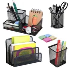 Kit 4 Organizadores de Mesa Porta Caneta Lápis Papel Cartas Porta Treco 4 Divisórias Office