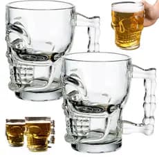 Kit 2 Canecas Chopp E Cerveja De Vidro Caveira Style 500ml