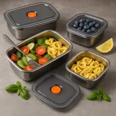 Pote Inox Tampa hermética Marmita 1600/1200/900/500ML alimentos frescos Cozinha Organização Fitness