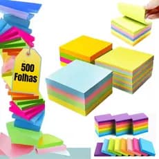 Bloco de Notas Cubo Colorido 8,5x8,5 cm com 500 Folhas para Recados e Lembretes Escritório Papelaria