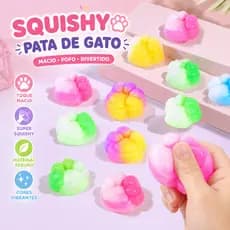Squishy Mochi Pata de Gato 25 Unidades - Presente Brinquedo Anti-Stress, Lembrancinha e Decoração