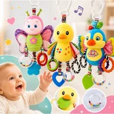 Brinquedo Mobile Pelúcia de Atividade Sensorial Chocalho e Mordedor Para Criança e Bebê