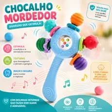 Chocalho Mordedor Bebê Mão Agarrando Brinquedo Colorido Para Carrinho E Berço