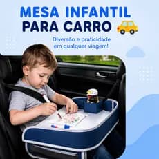 Mesa Organizadora Infantil para Carro e Viagem com Alças Ajustáveis e Compartimentos Organizadores