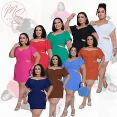 Macaquinho Plus Size Feminino Short Saia Manga Curta Plus vestido roupas femininas Decote Elegante