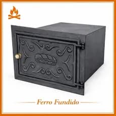 Forno Grande Fogão A Lenha 54x40x51 Porta Ferro Caixote Aço Fundido