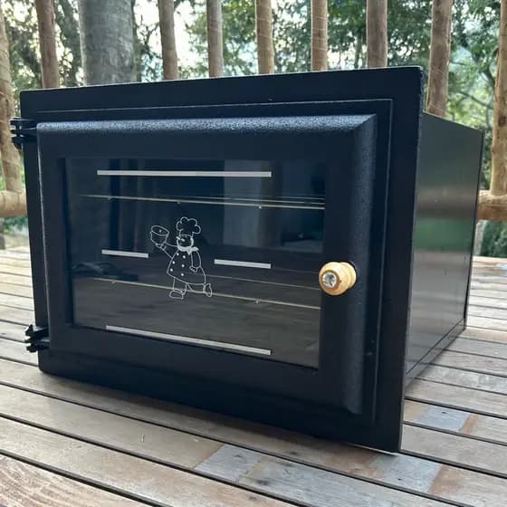 Forno Grande Fogão A Lenha 54x40x51 Porta Vidro Padeirinho Caixote Aço