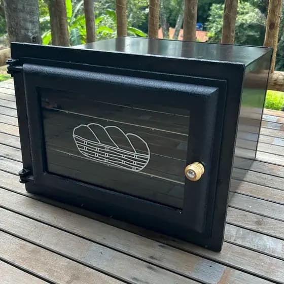 Forno Grande Fogão A Lenha 54x40x51 Porta Vidro Pão Caixote Aço Fundido