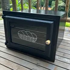 Forno Grande Fogão A Lenha 54x40x51 Porta Vidro Pão Caixote Aço Fundido