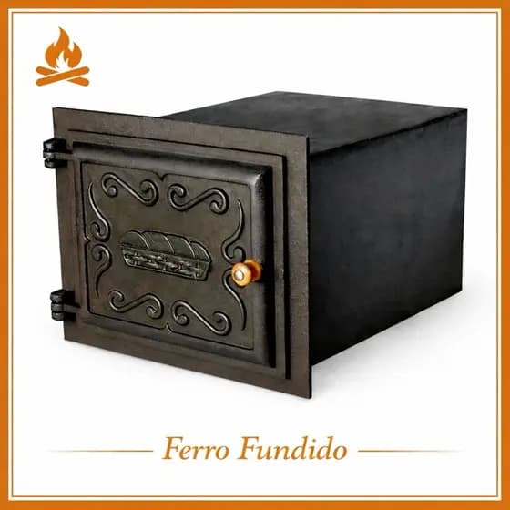 Forno Pequeno Fogão A Lenha 35x28x48 Porta Ferro Caixote Aço