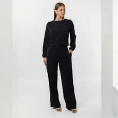 Conjunto Elegante Alfaiataria Com Blusa E Calça Pantalona - Rebeca