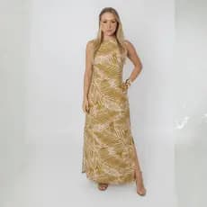 Vestido Longo Elegante Fenda Lateral Alfaiataria Praia - Débora