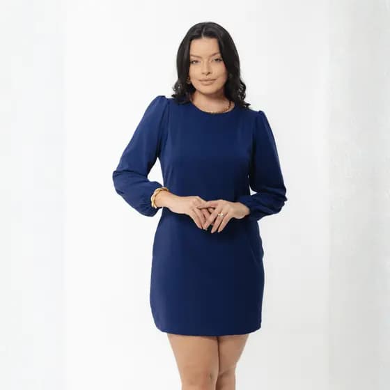 Vestido Curto Manga Longa Elegante Moda Feminina - Tainá