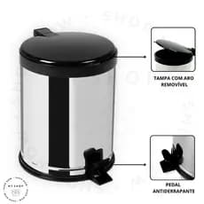 Lixeira Cozinha Banheiro Inox com Tampa e Pedal 12 Litros