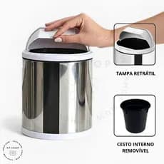 Lixeira Inox Tampa Retrátil 2,5 Litros Branca