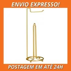 Porta papel higiênico de chão dourado moderno organiza com estilo aramado resistente 16x54 cm