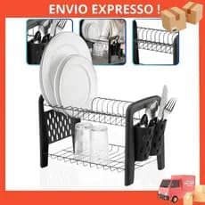 Escorredor Louca Secador Porta Talheres Não Enferruja Preto