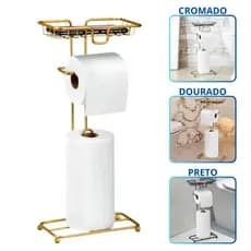 Porta Papel Higiênico Dispenser Porta Celular Banheiro Lavabo Decoração Cromado