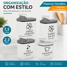 Dispenser Organizador Lavanderia 2,3 litros 1,5 Litros Amaciante Sabão em Pó Liquido Tira Manchas
