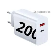 carregador p/motorola 200w tipo-c branco turbo power fast charger
