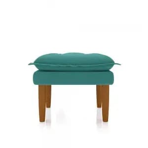 Puff Banquinho Apoio Para Os Pés Luxo Suede Azul Turquesa