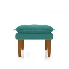 Puff Banquinho Apoio Para Os Pés Luxo Suede Azul Turquesa