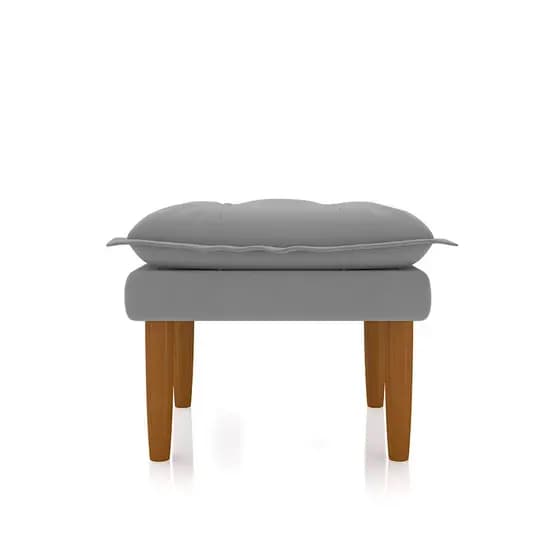 Puff Banquinho Apoio Para Os Pés Luxo Suede Prata