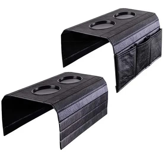 Kit 2 Esteira Bandeja Porta Copos E Controles Para Braço Sofa Corino Luxo