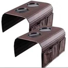 Kit 2 Bandeja Braço de Sofa Porta Copos Com Suporte Para Controle Remoto e Celular Corino