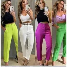 8011Calça  Duas botoes Feminina Alfaiataria.linlin