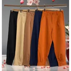 8015 Calça Cenoura Jogger Alfaiataria Feminina Barra Com Zipe linlin 8015