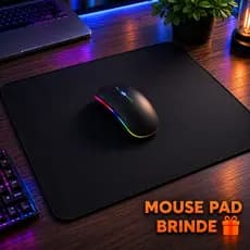 Mouse Gamer RGB Wireless Recarregável + Mouse Pad Brinde