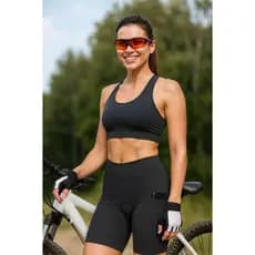 Bermuda Short Ciclismo Feminina forro em Gel Com Bolso Lateral para Pedal Bike Cor Preta